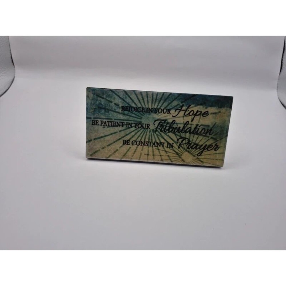 Rejoice in The Lord Mini Turquoise and Gold Inspirational Sign